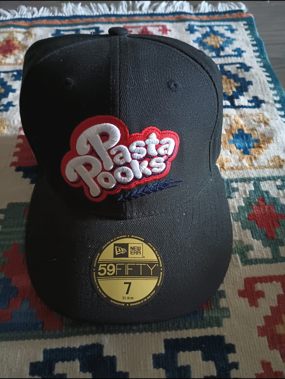 New Era 59FIFTY Black Cap with Red & White 'Pasta Pooks' Patch